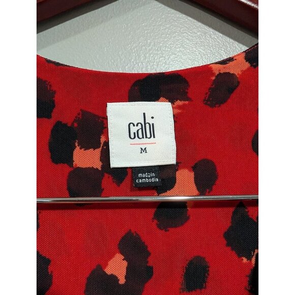 Cabi Siren Wrap Dress Womens Sz M Red Black Leopard Print Layered Business - Picture 5 of 16